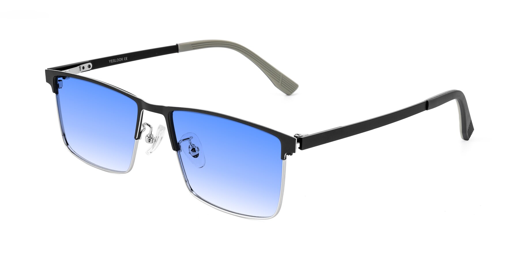 Angle of Leeth in Dark Gray/Silver with Blue Gradient Lenses