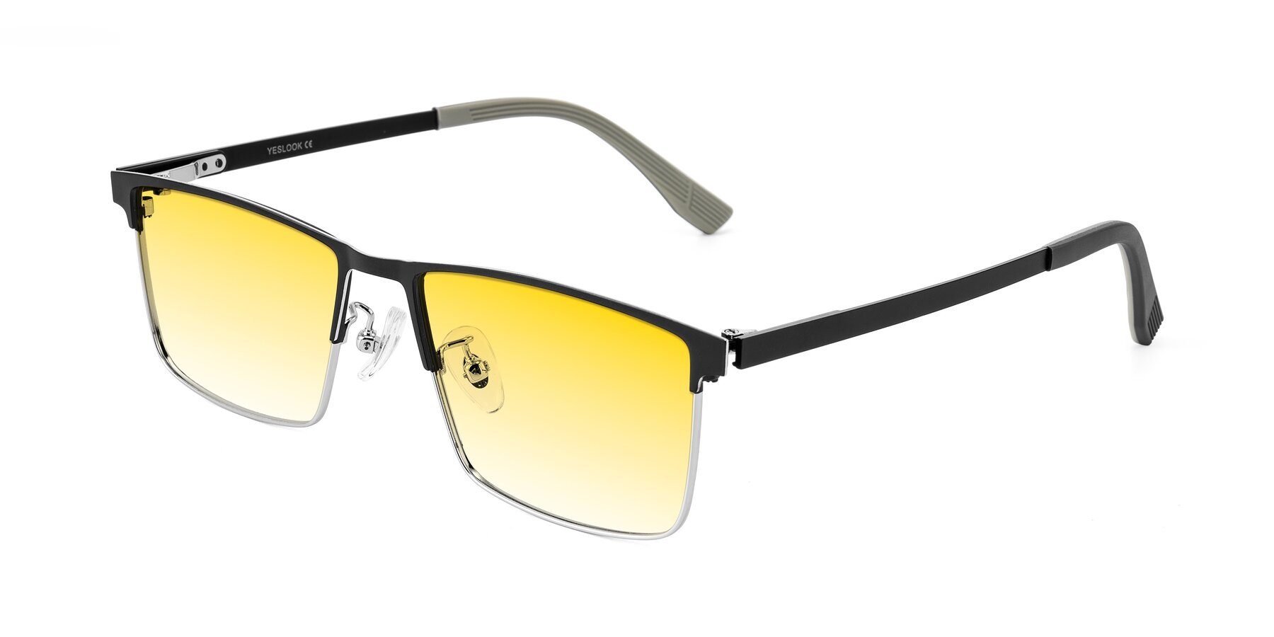 Angle of Leeth in Dark Gray/Silver with Yellow Gradient Lenses