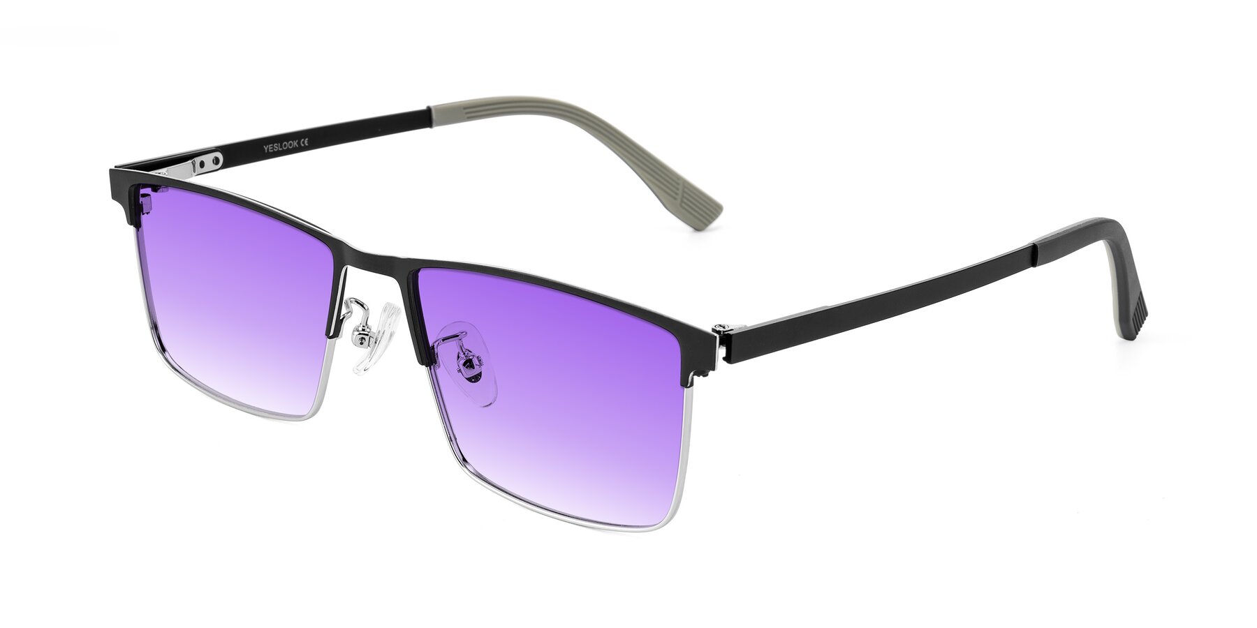 Angle of Leeth in Dark Gray/Silver with Purple Gradient Lenses
