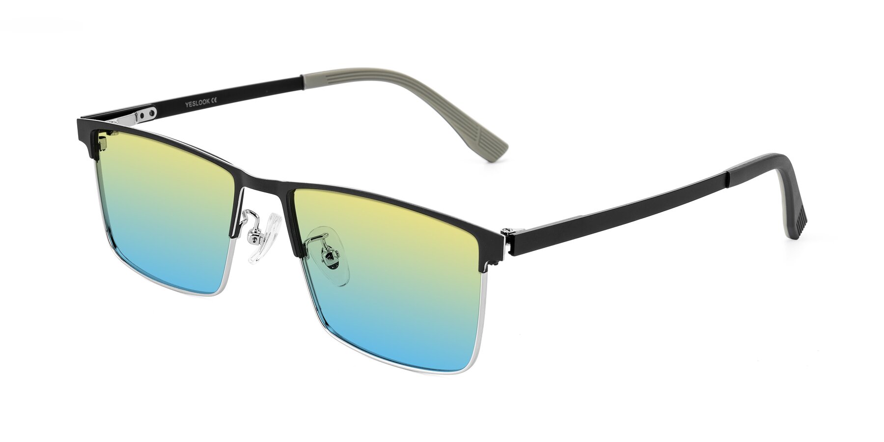 Angle of Leeth in Dark Gray/Silver with Yellow / Blue Gradient Lenses