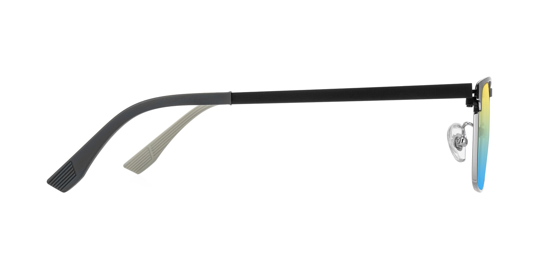 Side of Leeth in Dark Gray/Silver with Yellow / Blue Gradient Lenses