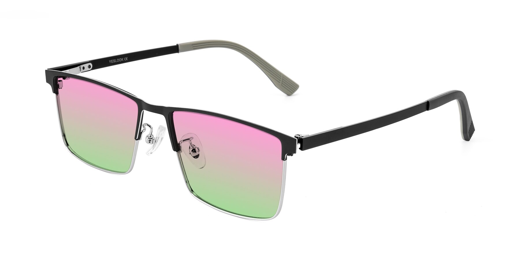 Angle of Leeth in Dark Gray/Silver with Pink / Green Gradient Lenses