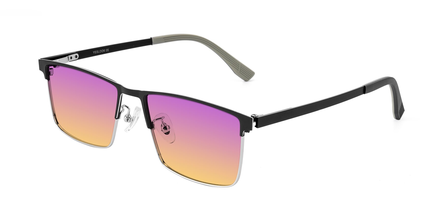 Angle of Leeth in Dark Gray/Silver with Purple / Yellow Gradient Lenses