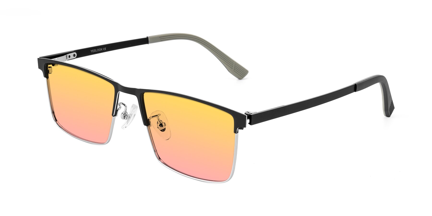 Angle of Leeth in Dark Gray/Silver with Yellow / Pink Gradient Lenses