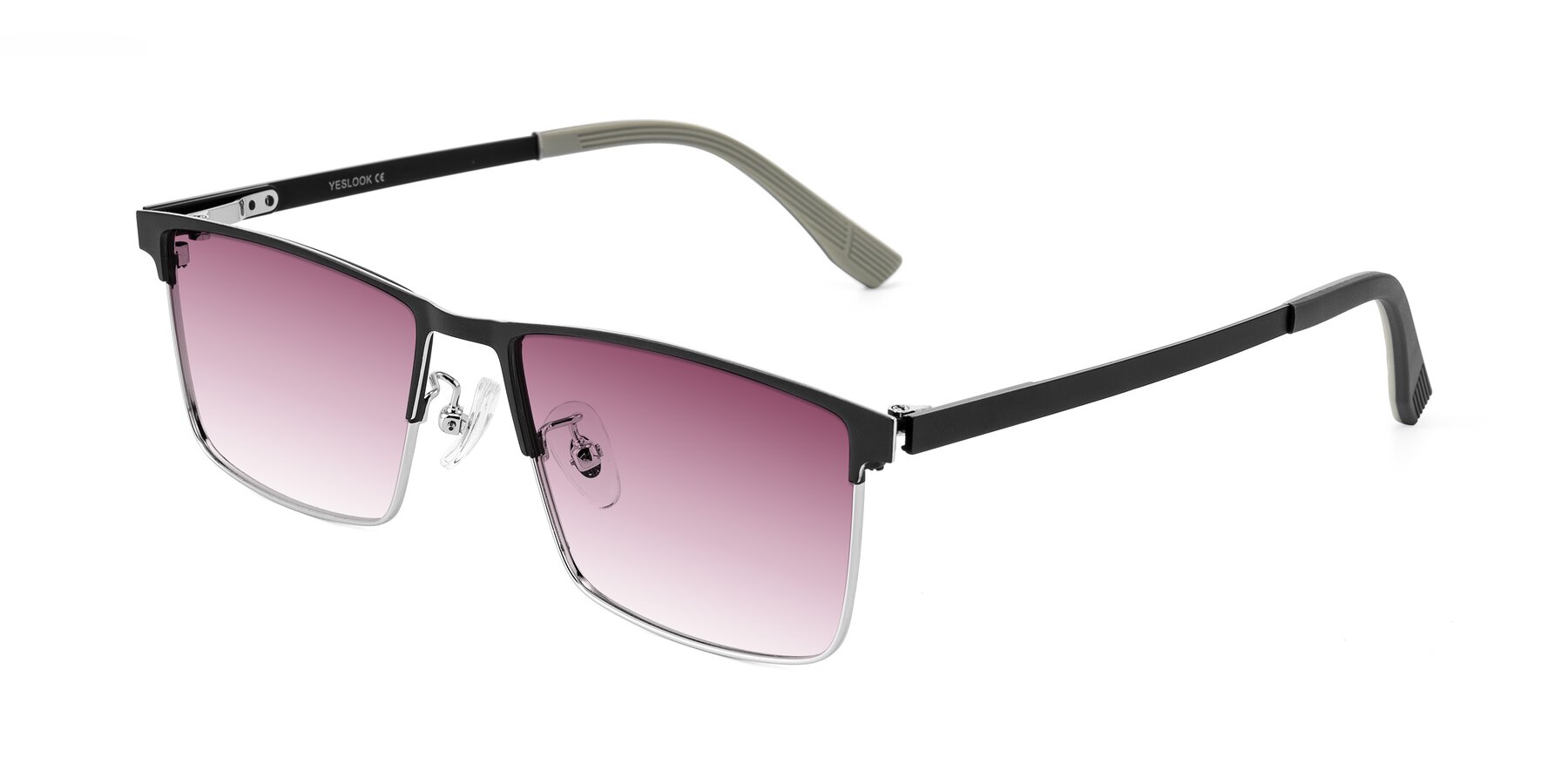 Angle of Leeth in Dark Gray/Silver with Wine Gradient Lenses