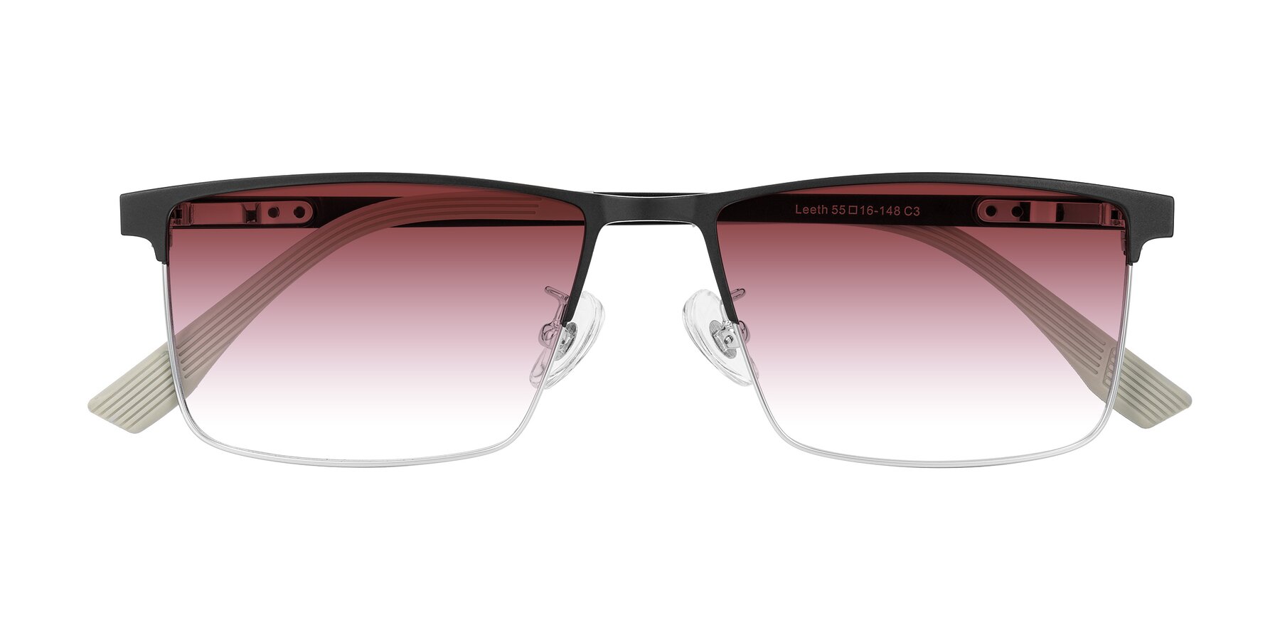 Folded Front of Leeth in Dark Gray/Silver with Garnet Gradient Lenses