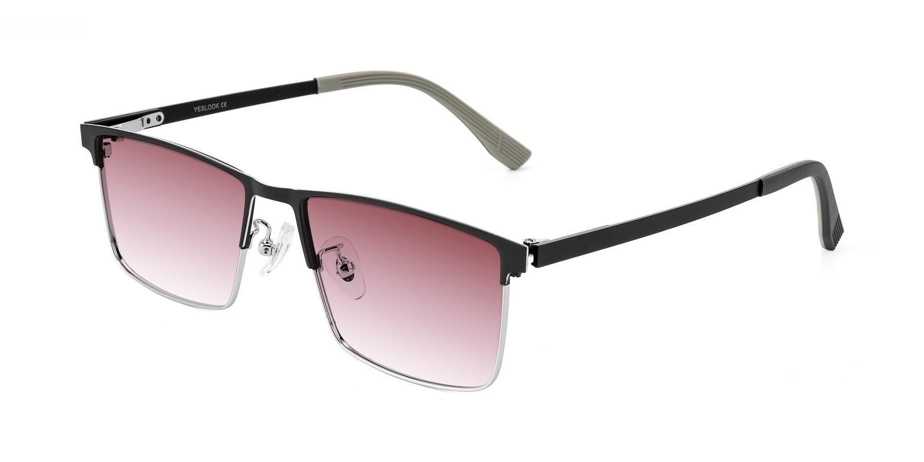 Angle of Leeth in Dark Gray/Silver with Garnet Gradient Lenses