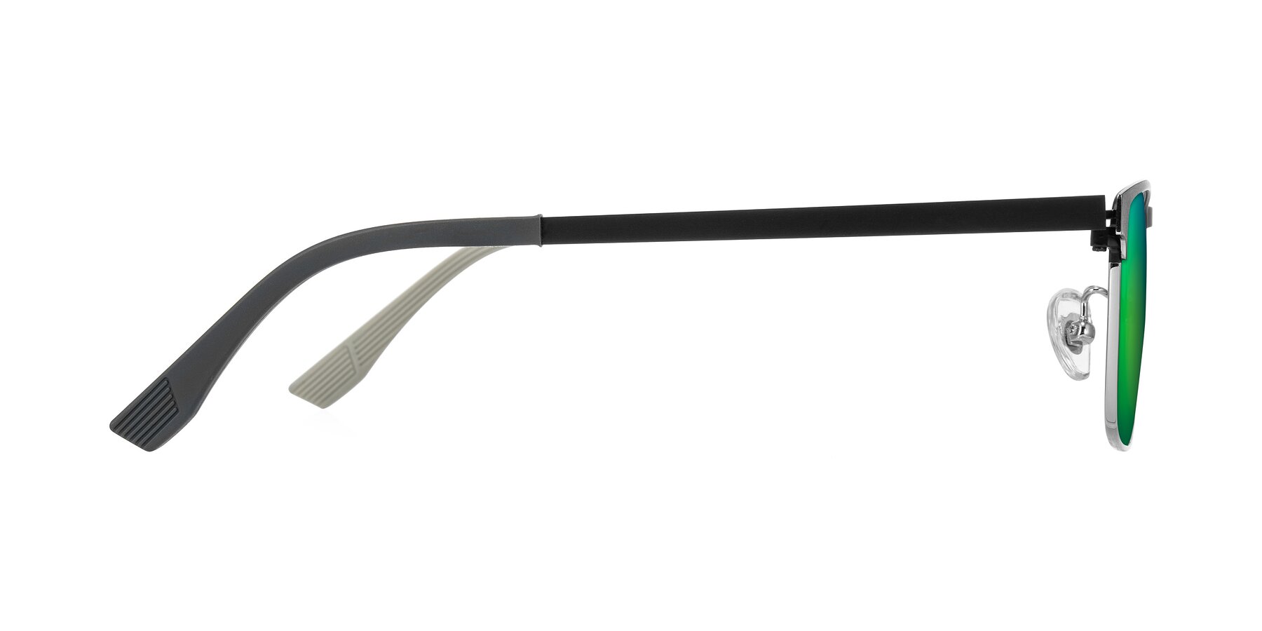 Side of Leeth in Dark Gray/Silver with Green Mirrored Lenses