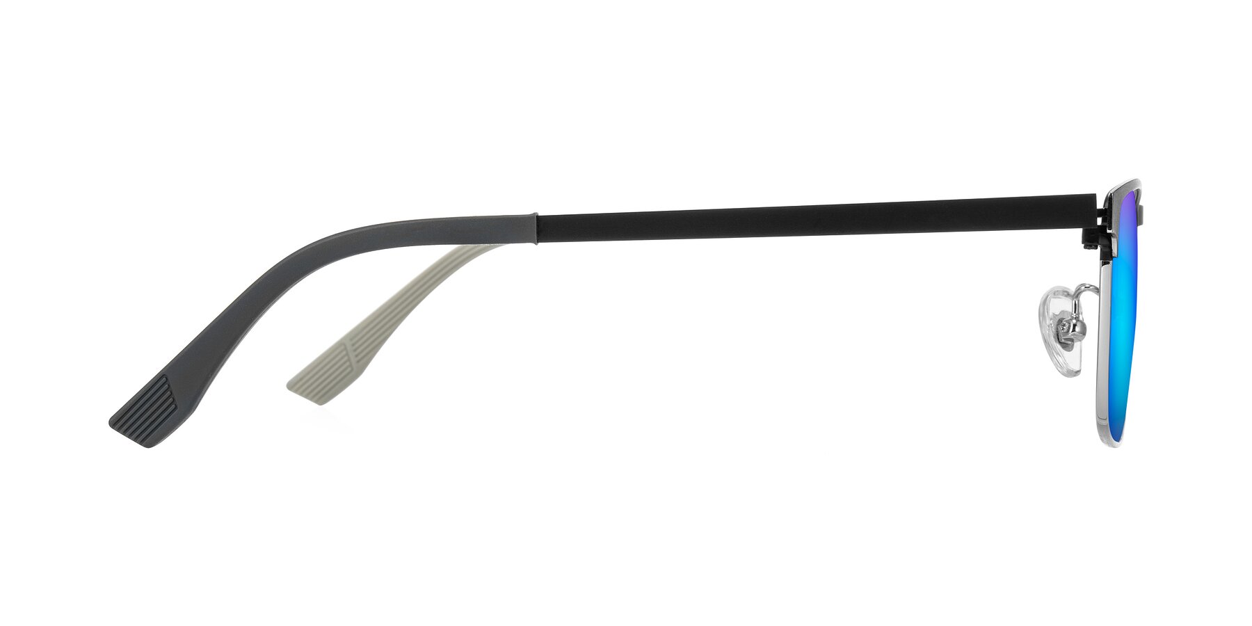 Side of Leeth in Dark Gray/Silver with Blue Mirrored Lenses