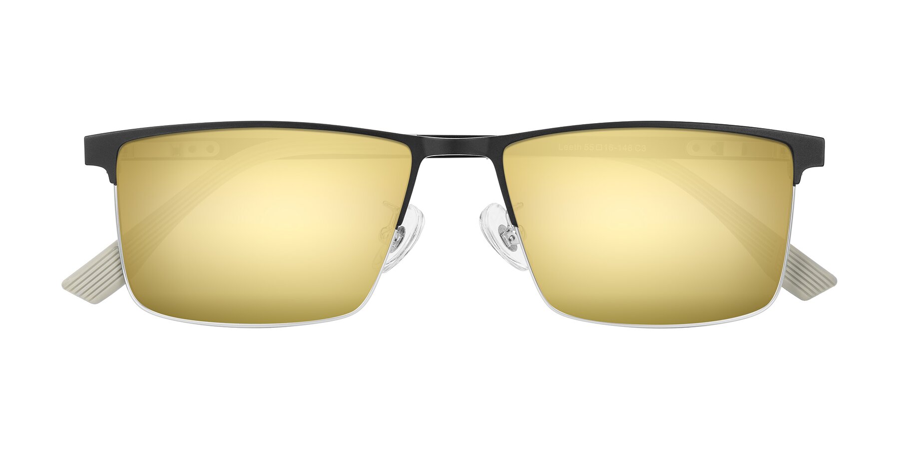 Folded Front of Leeth in Dark Gray/Silver with Gold Mirrored Lenses