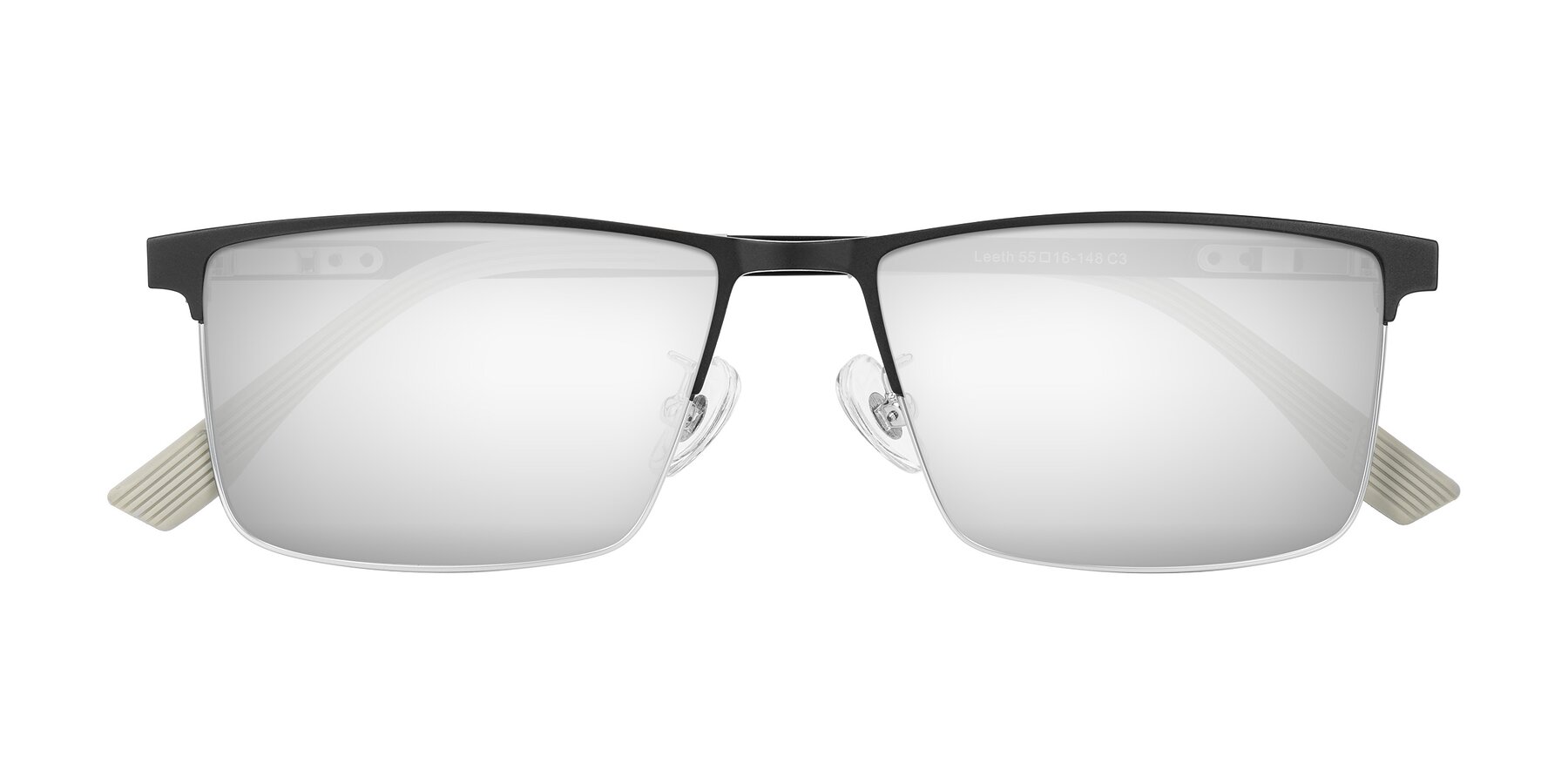 Folded Front of Leeth in Dark Gray/Silver with Silver Mirrored Lenses