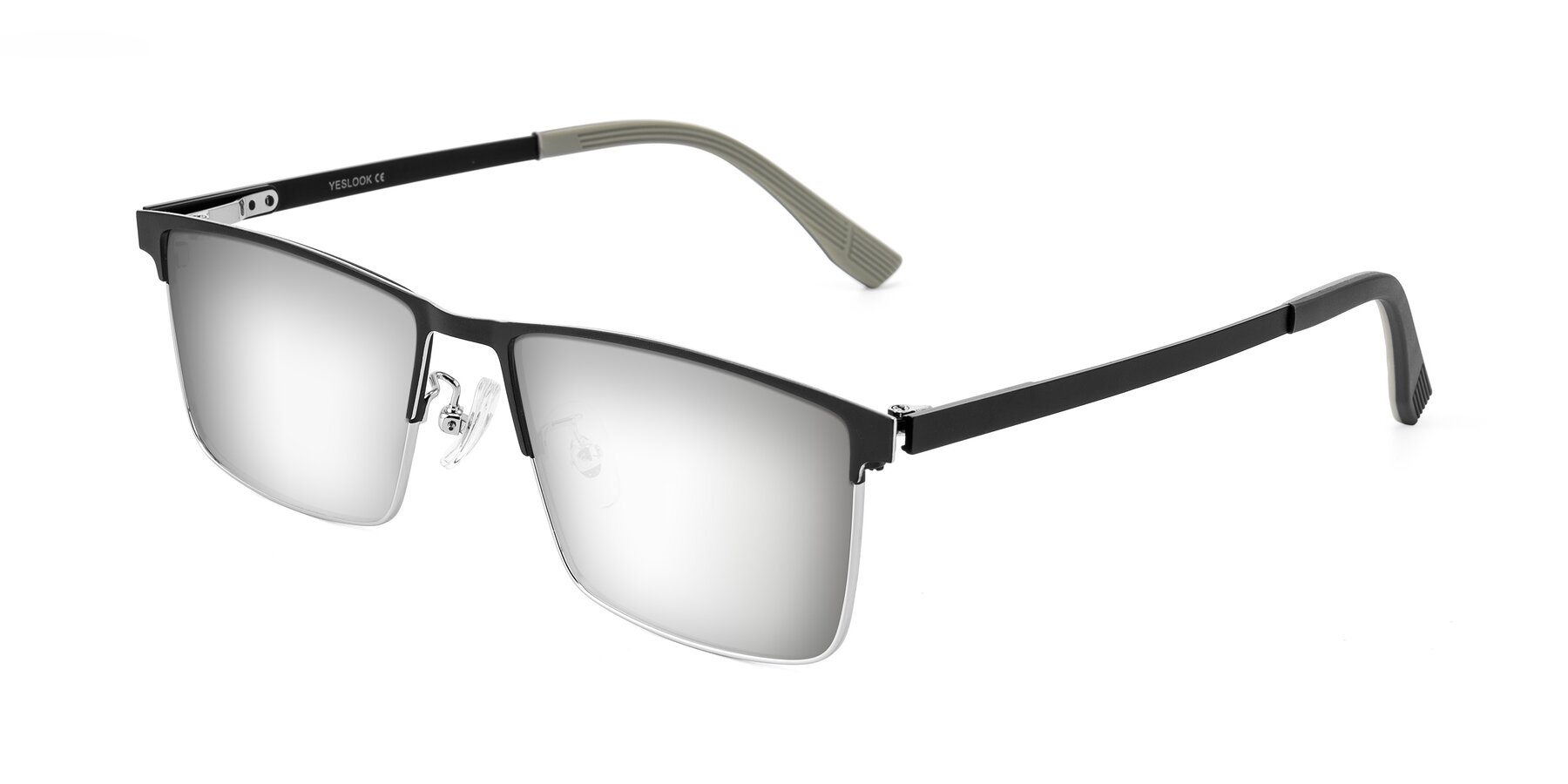 Angle of Leeth in Dark Gray/Silver with Silver Mirrored Lenses