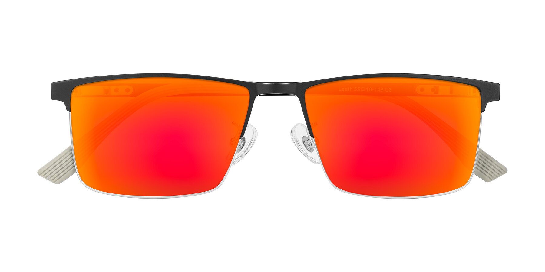 Folded Front of Leeth in Dark Gray/Silver with Red Gold Mirrored Lenses