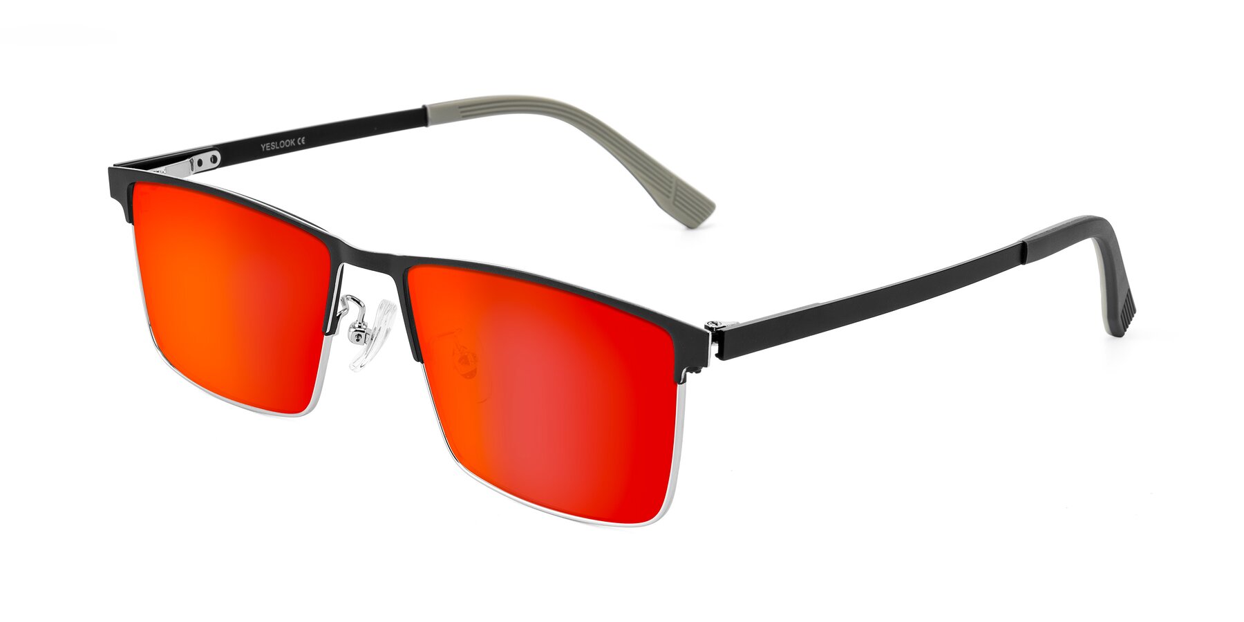 Angle of Leeth in Dark Gray/Silver with Red Gold Mirrored Lenses