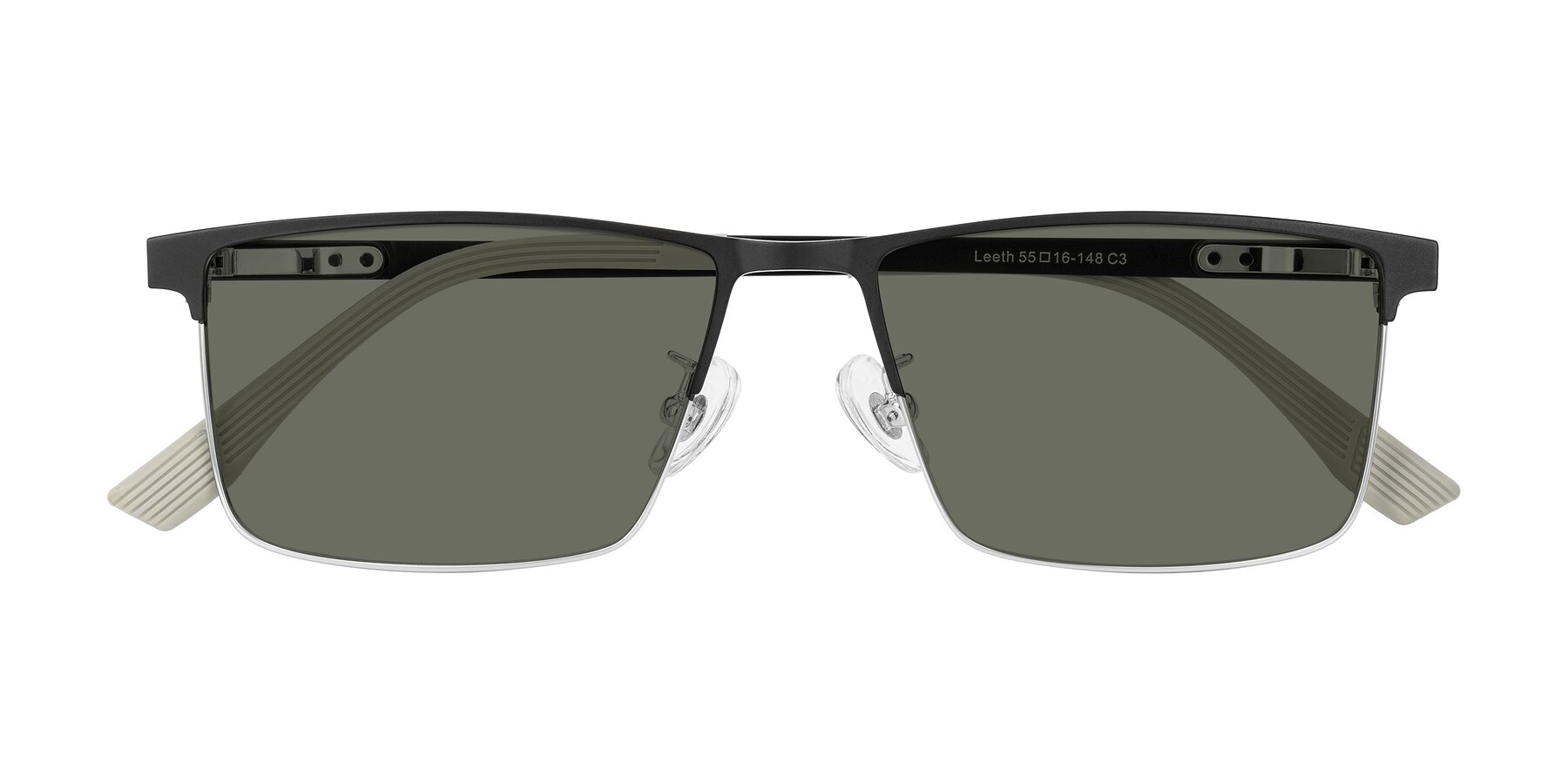 Folded Front of Leeth in Dark Gray/Silver with Gray Polarized Lenses