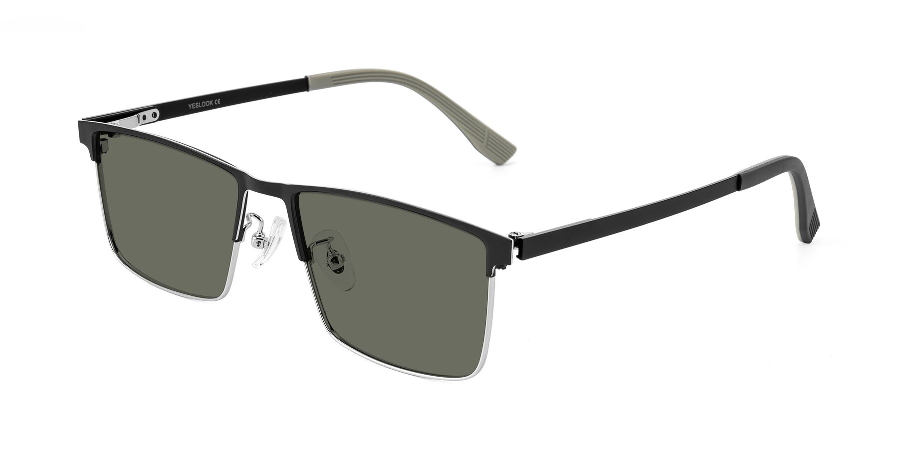 Angle of Leeth in Dark Gray/Silver with Gray Polarized Lenses
