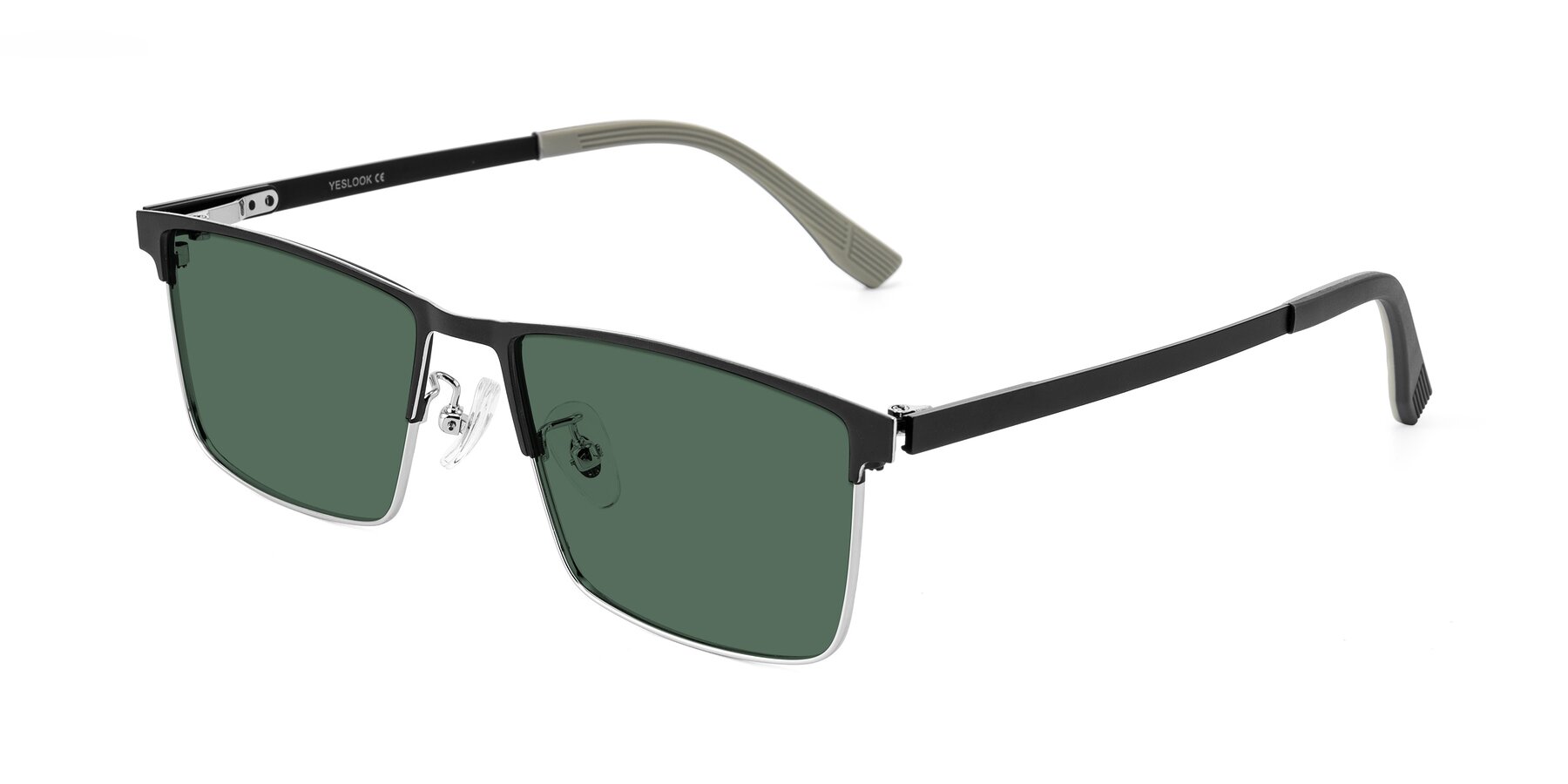 Angle of Leeth in Dark Gray/Silver with Green Polarized Lenses