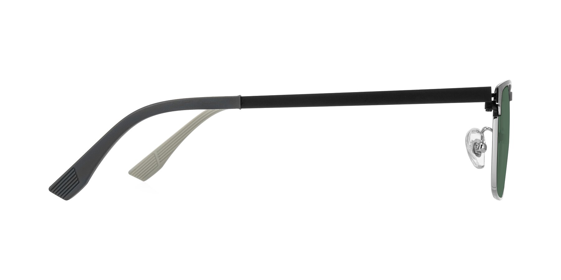 Side of Leeth in Dark Gray/Silver with Green Polarized Lenses