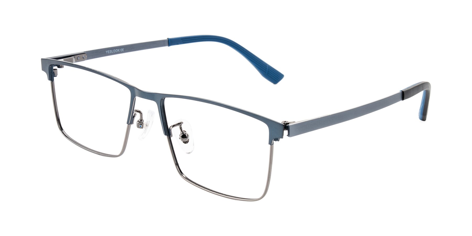 Angle of Leeth in Blue/Gunmetal with Clear Eyeglass Lenses