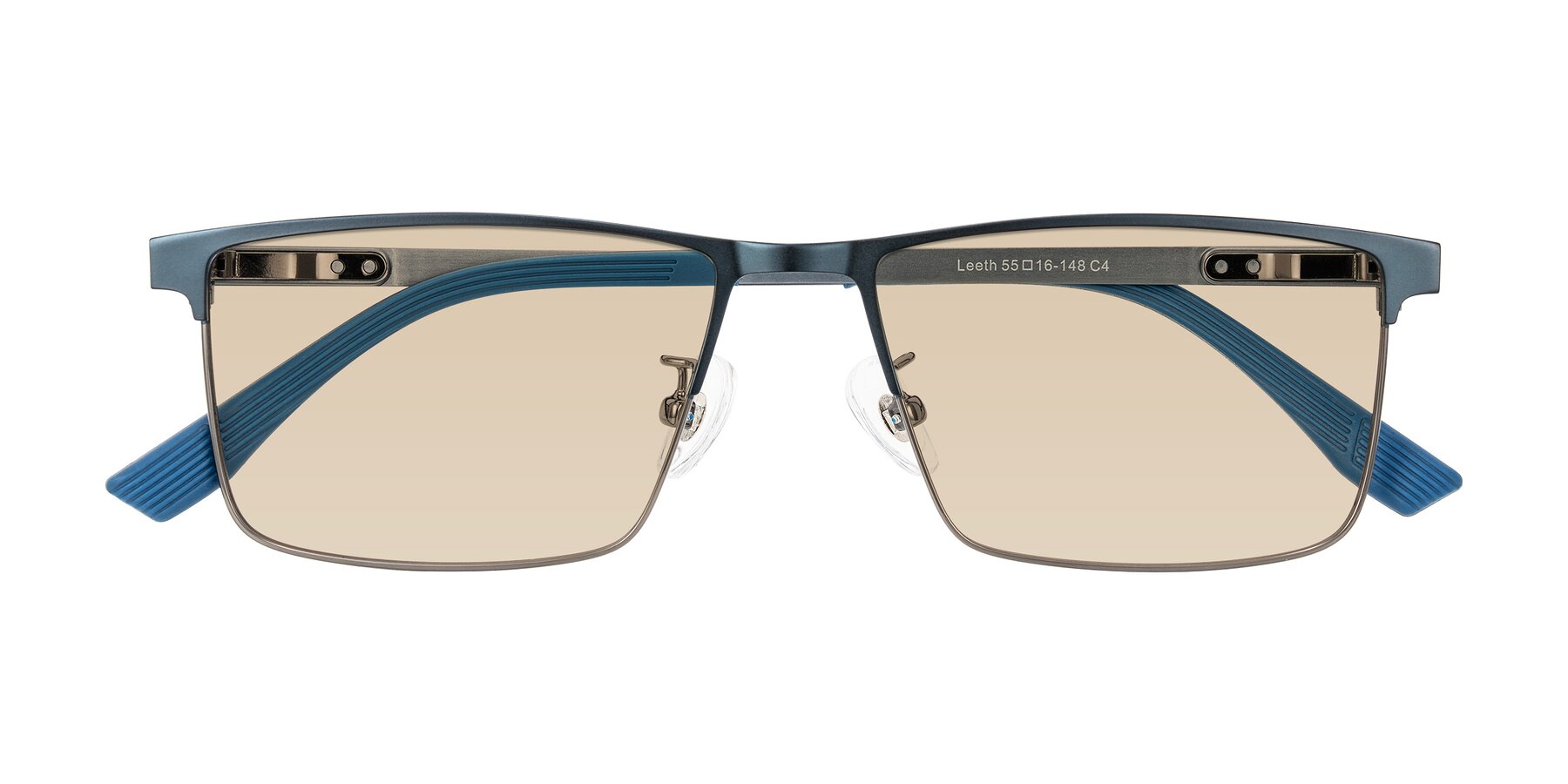 Folded Front of Leeth in Blue/Gunmetal with Light Brown Tinted Lenses