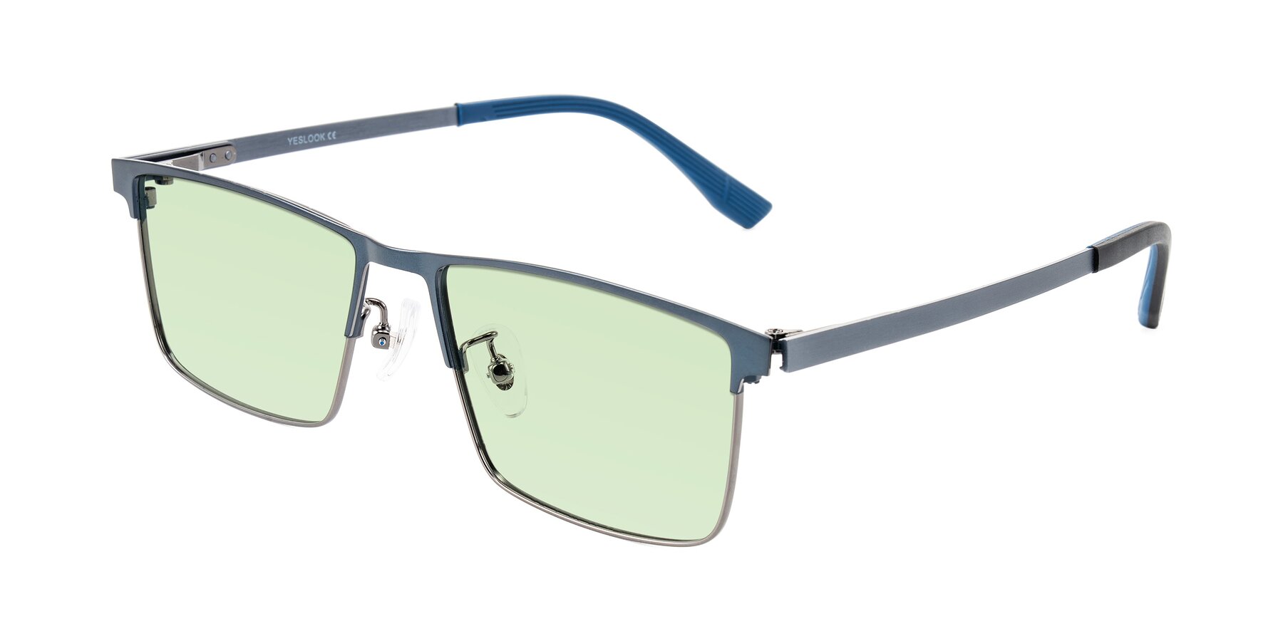 Angle of Leeth in Blue/Gunmetal with Light Green Tinted Lenses
