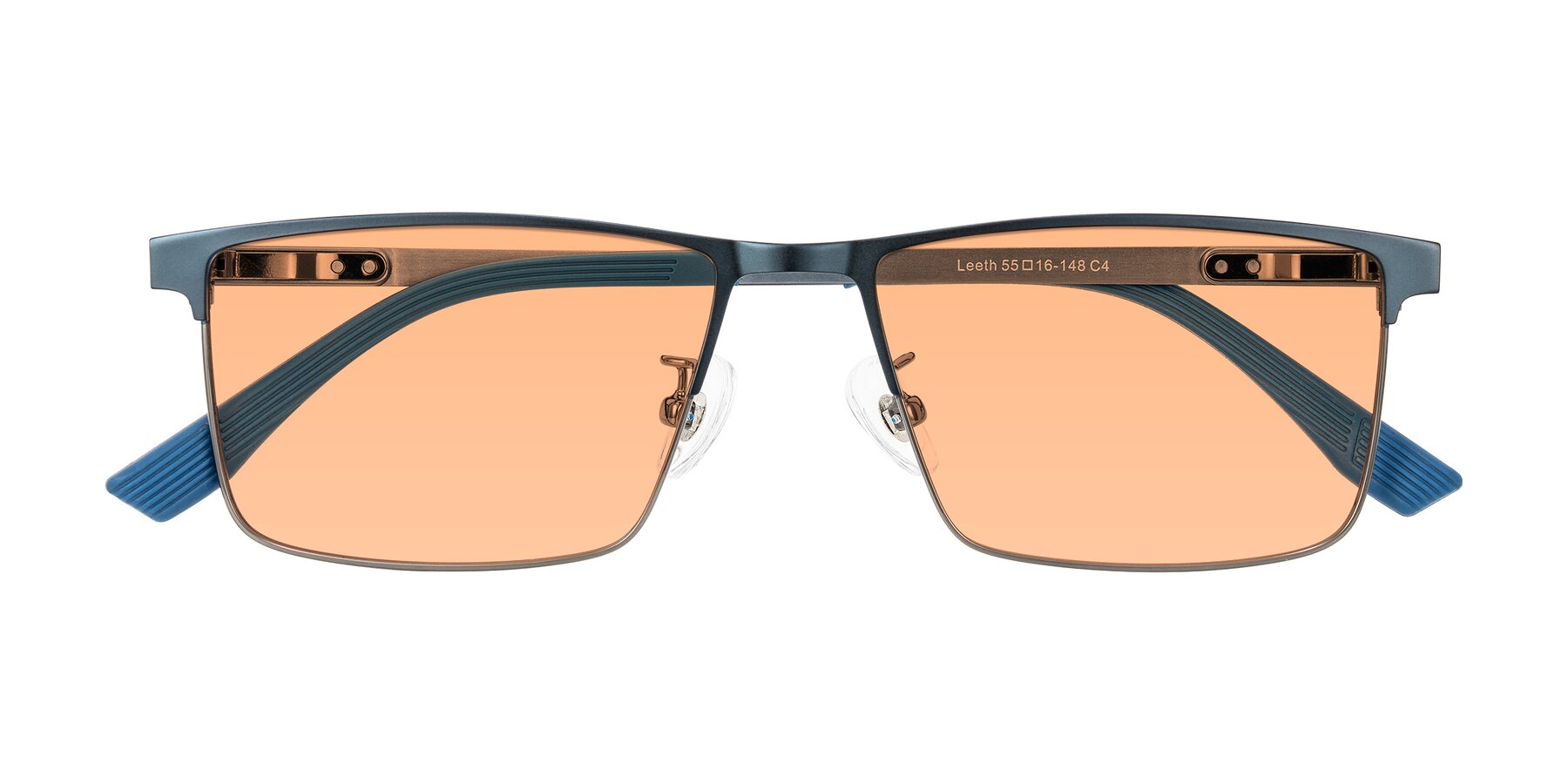 Folded Front of Leeth in Blue/Gunmetal with Light Orange Tinted Lenses