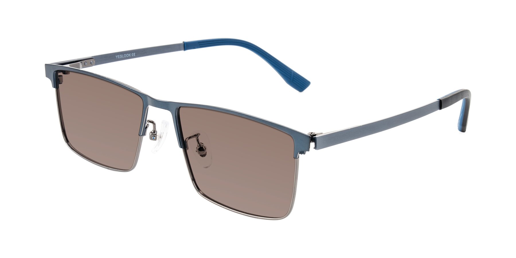 Angle of Leeth in Blue/Gunmetal with Medium Brown Tinted Lenses