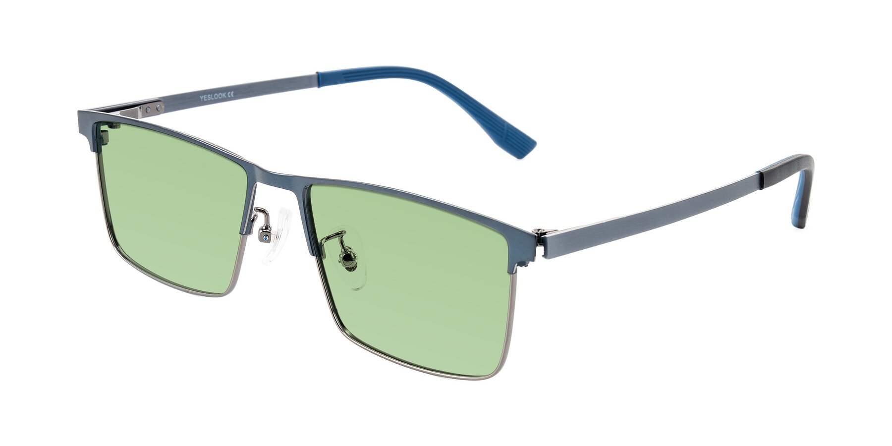 Angle of Leeth in Blue/Gunmetal with Medium Green Tinted Lenses
