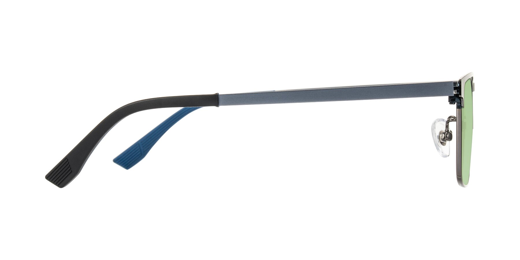 Side of Leeth in Blue/Gunmetal with Medium Green Tinted Lenses