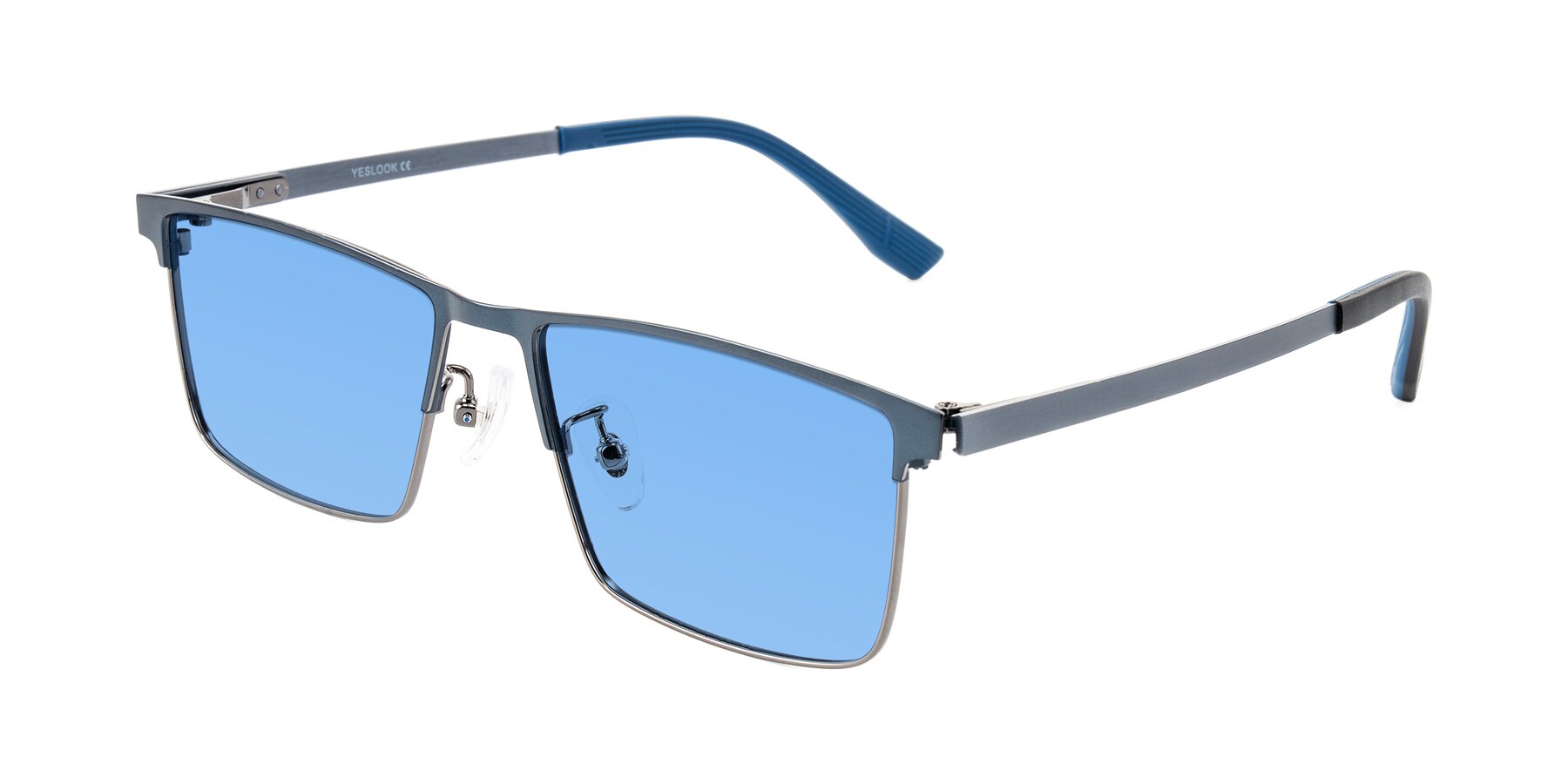 Angle of Leeth in Blue/Gunmetal with Medium Blue Tinted Lenses