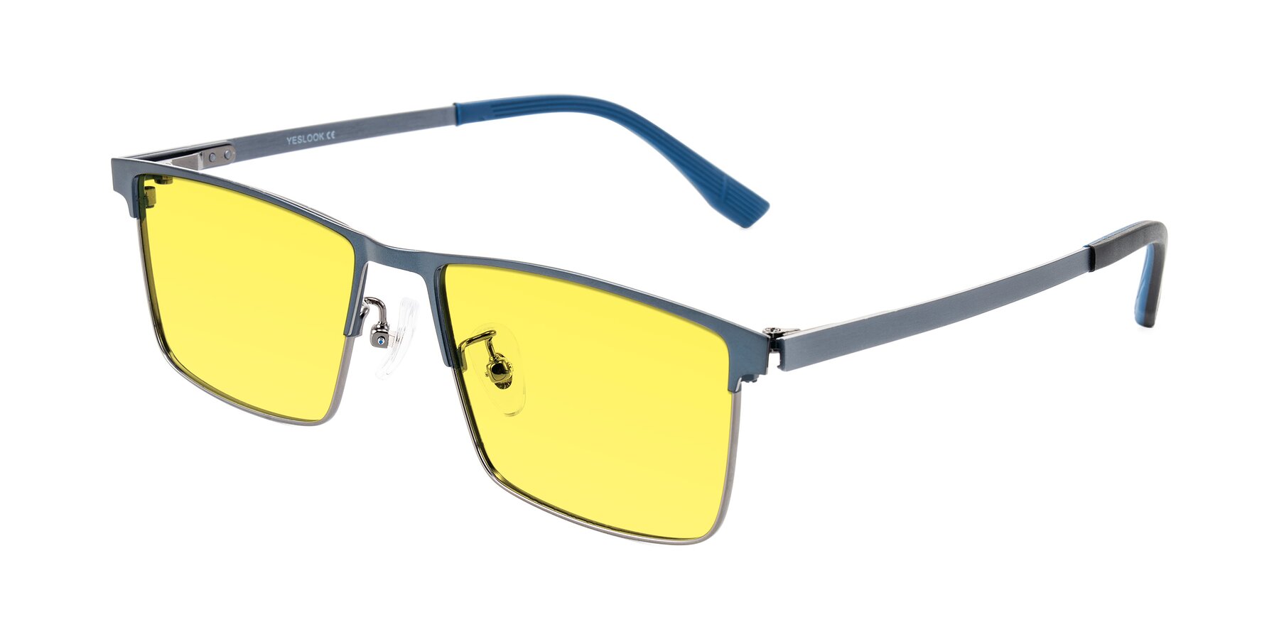 Angle of Leeth in Blue/Gunmetal with Medium Yellow Tinted Lenses