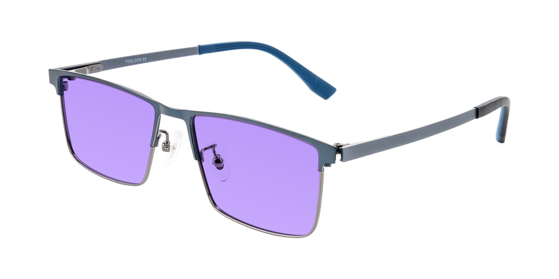Angle of Leeth in Blue/Gunmetal with Medium Purple Tinted Lenses