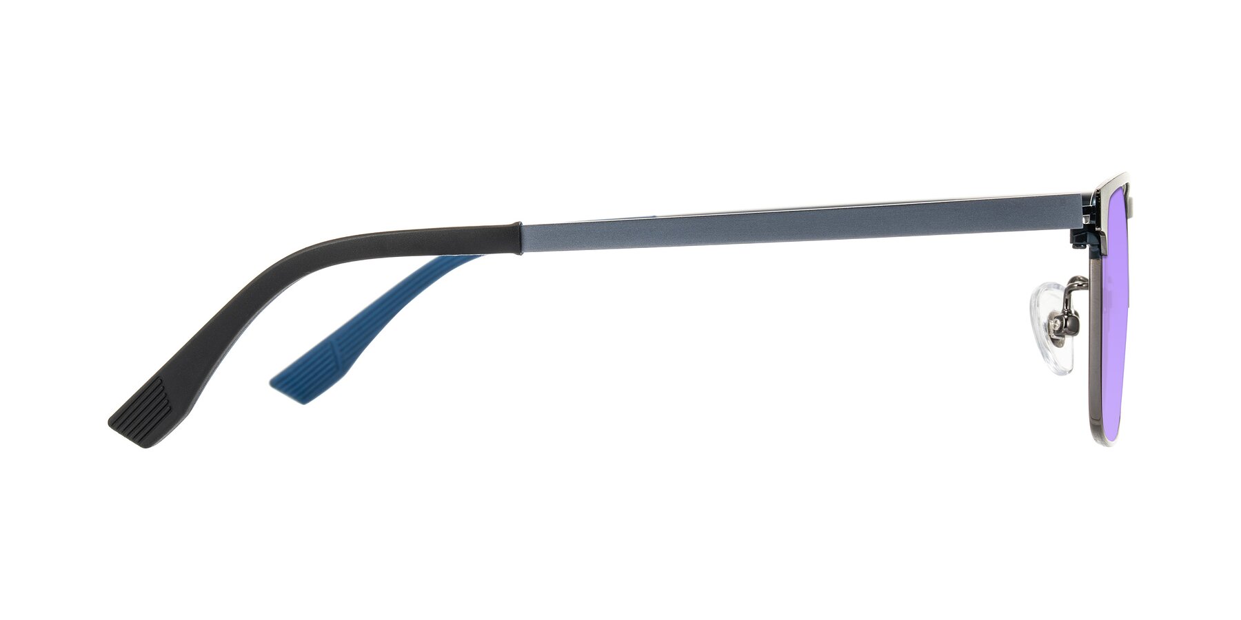 Side of Leeth in Blue/Gunmetal with Medium Purple Tinted Lenses