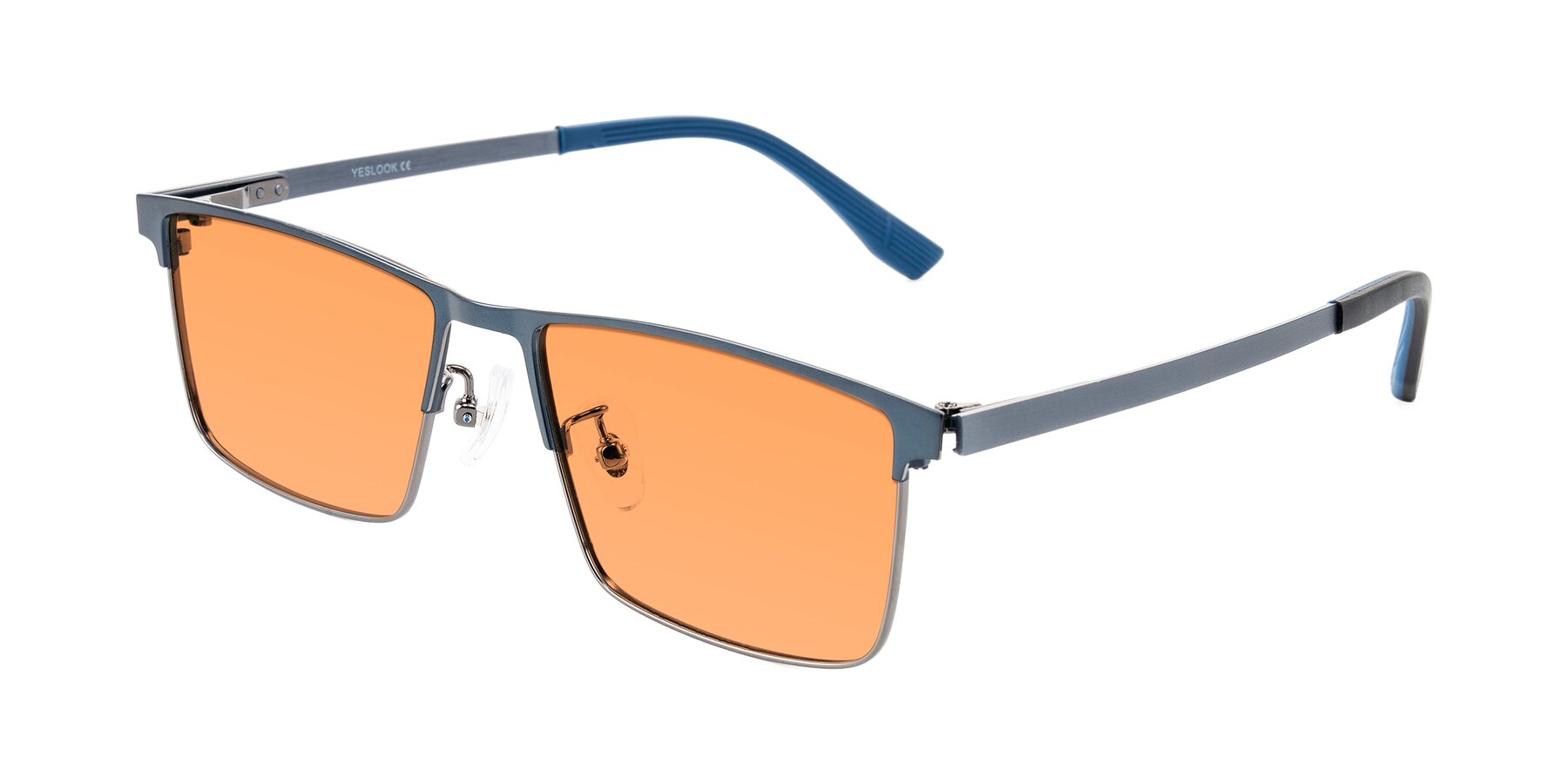 Angle of Leeth in Blue/Gunmetal with Medium Orange Tinted Lenses