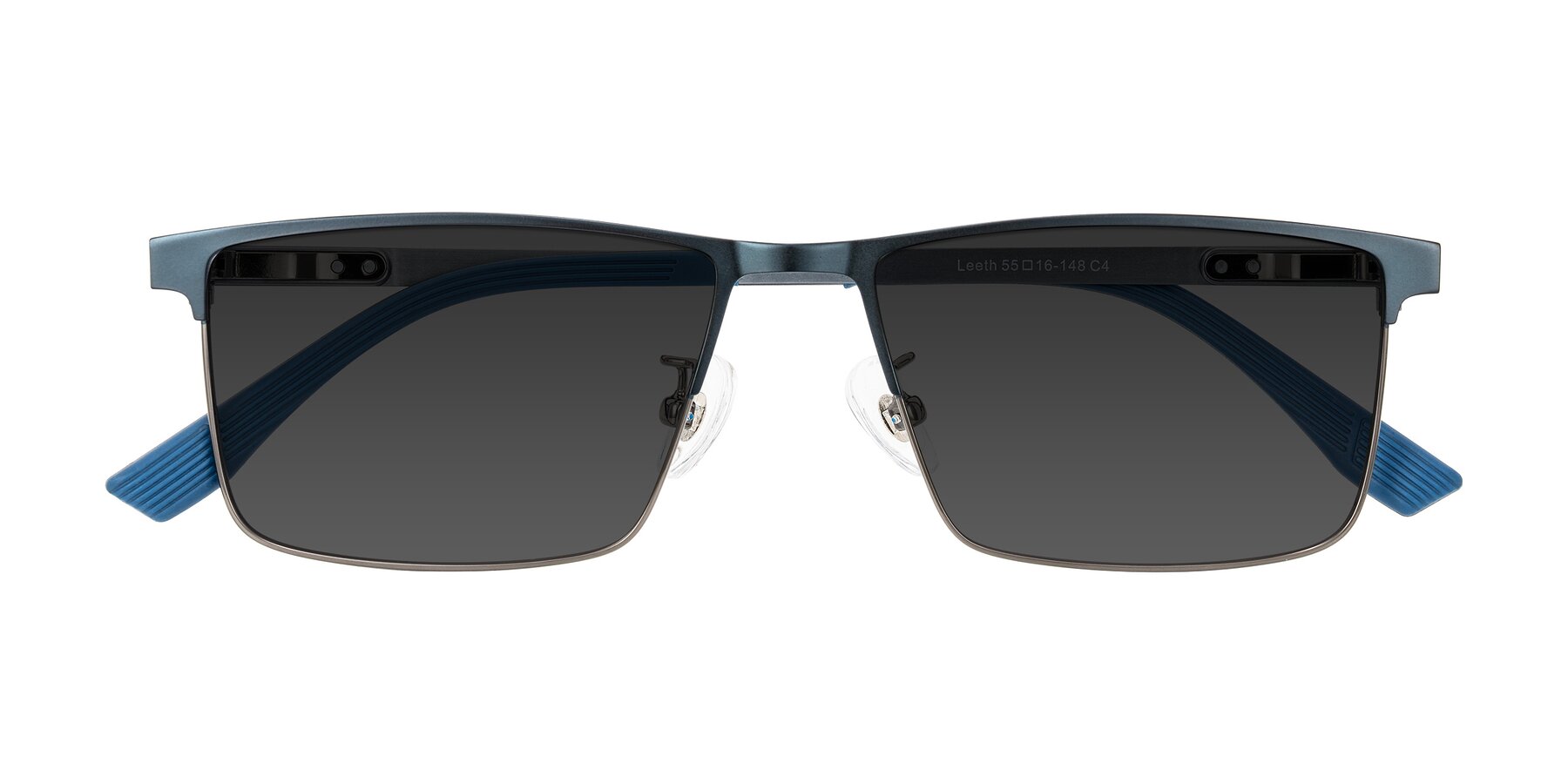 Folded Front of Leeth in Blue/Gunmetal with Gray Tinted Lenses