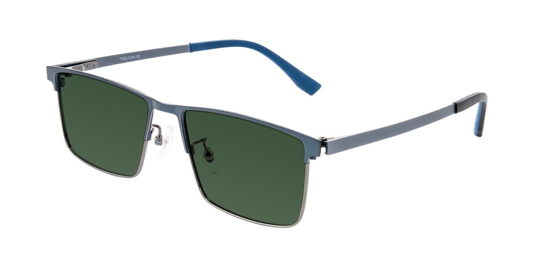 Angle of Leeth in Blue/Gunmetal with Green Tinted Lenses