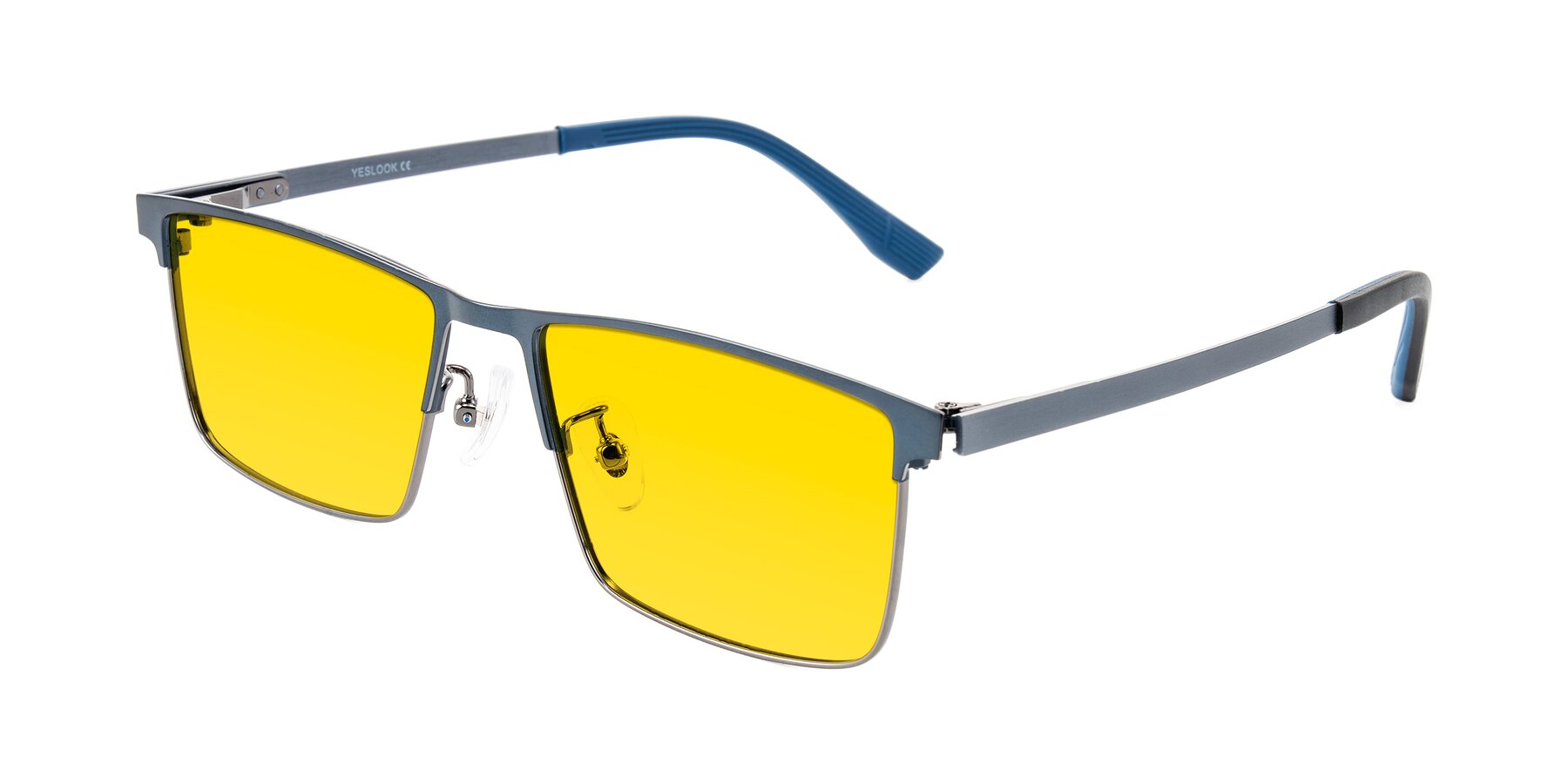 Angle of Leeth in Blue/Gunmetal with Yellow Tinted Lenses