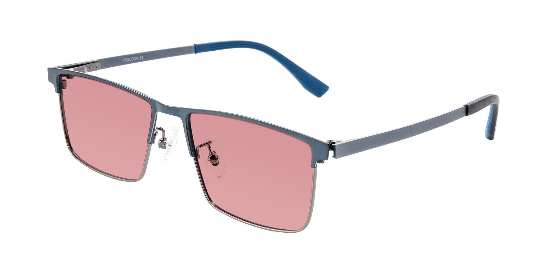 Angle of Leeth in Blue/Gunmetal with Medium Garnet Tinted Lenses