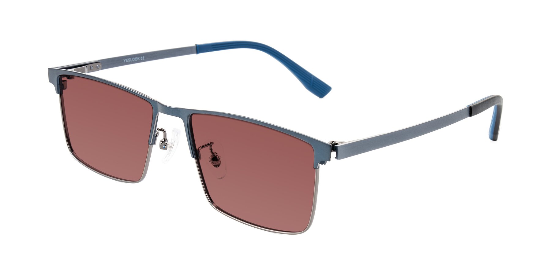 Angle of Leeth in Blue/Gunmetal with Garnet Tinted Lenses