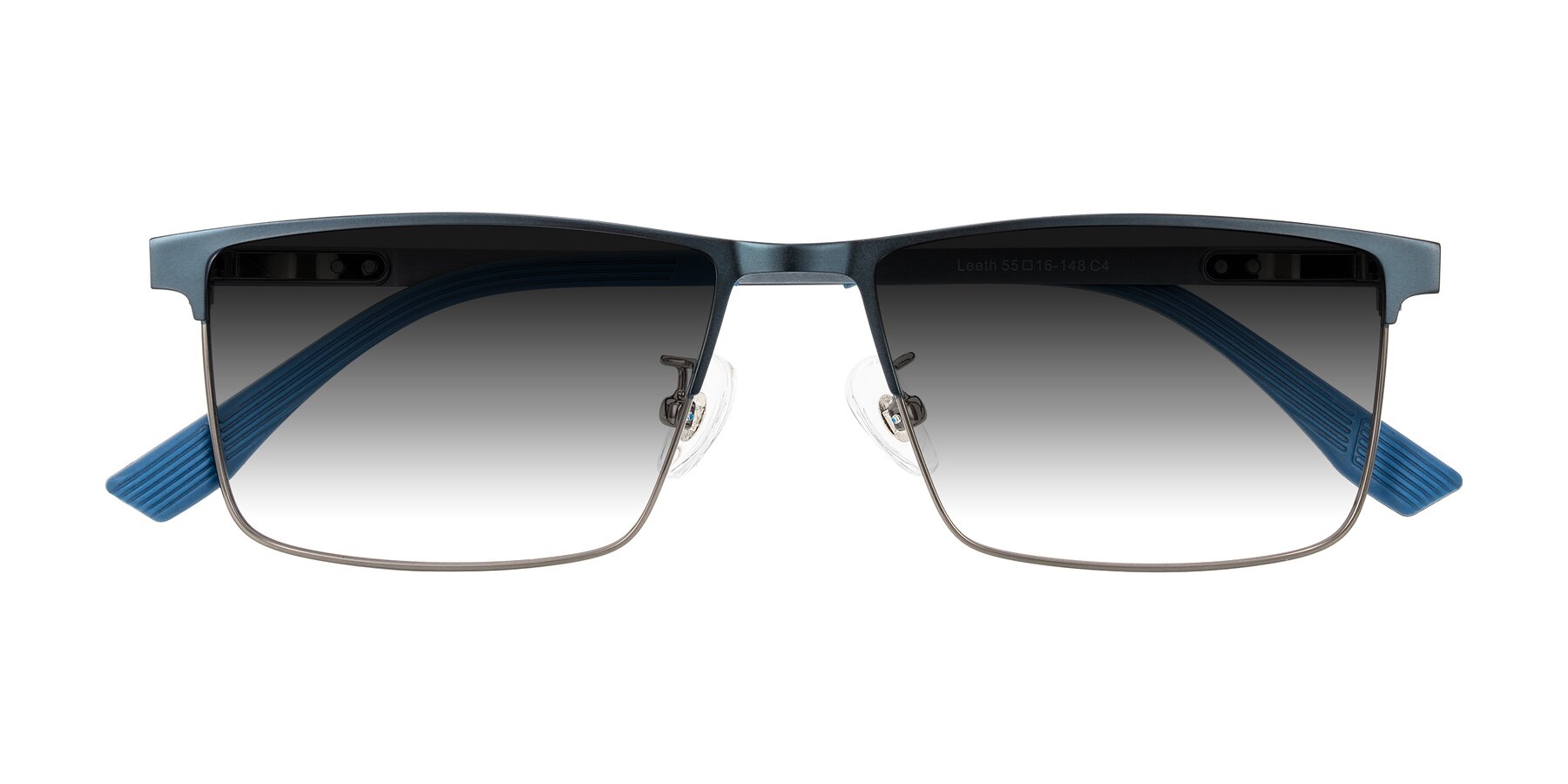 Folded Front of Leeth in Blue/Gunmetal with Gray Gradient Lenses