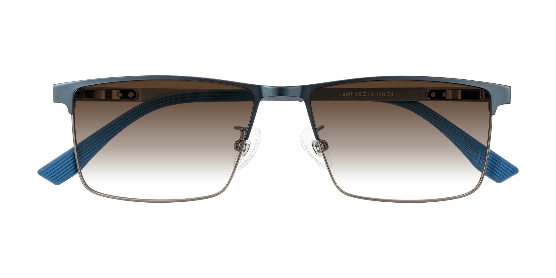 Folded Front of Leeth in Blue/Gunmetal with Brown Gradient Lenses