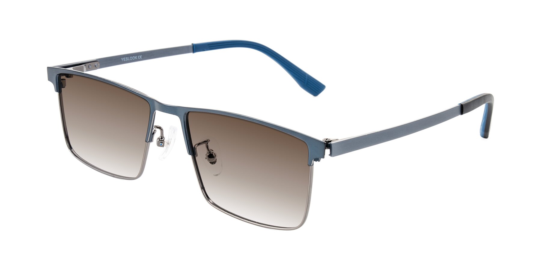 Angle of Leeth in Blue/Gunmetal with Brown Gradient Lenses
