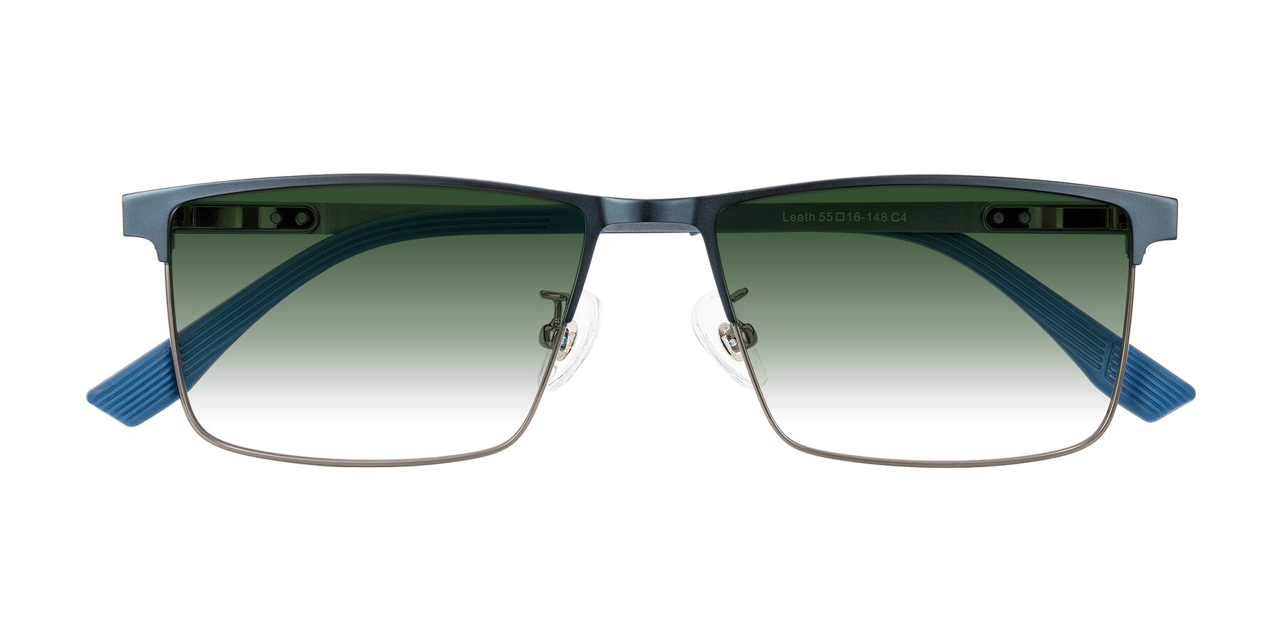 Folded Front of Leeth in Blue/Gunmetal with Green Gradient Lenses
