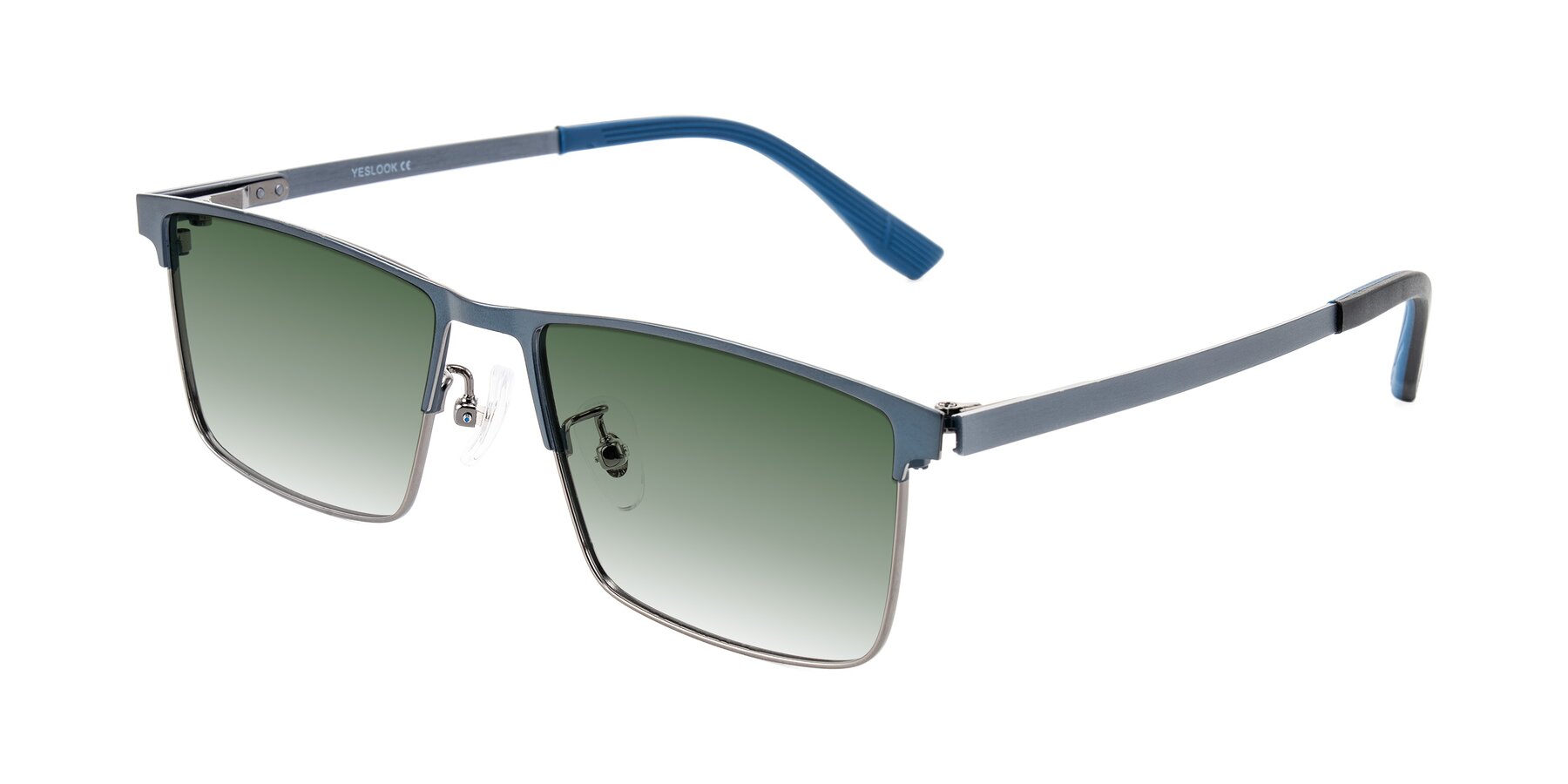 Angle of Leeth in Blue/Gunmetal with Green Gradient Lenses