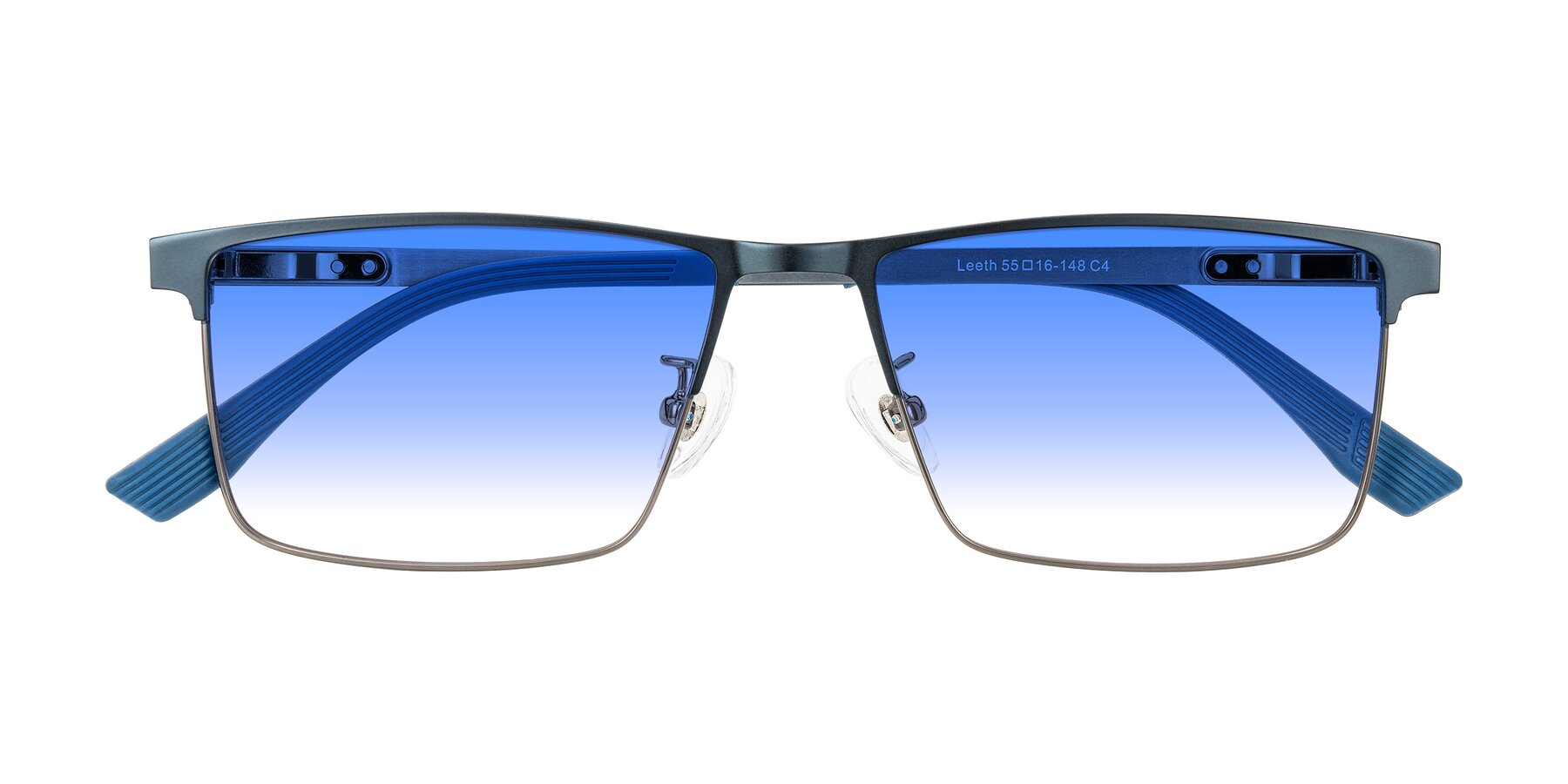 Folded Front of Leeth in Blue/Gunmetal with Blue Gradient Lenses