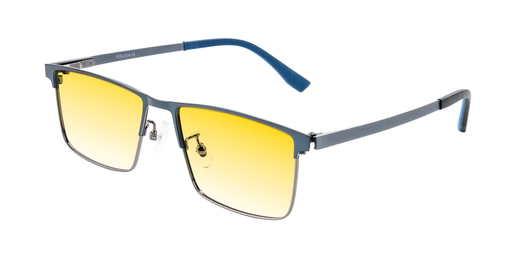 Angle of Leeth in Blue/Gunmetal with Yellow Gradient Lenses