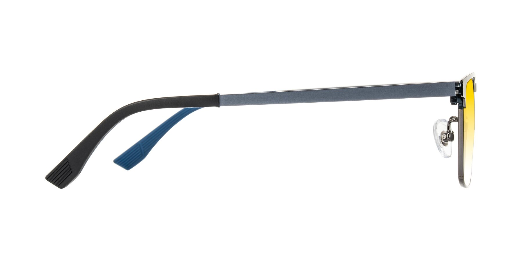 Side of Leeth in Blue/Gunmetal with Yellow Gradient Lenses