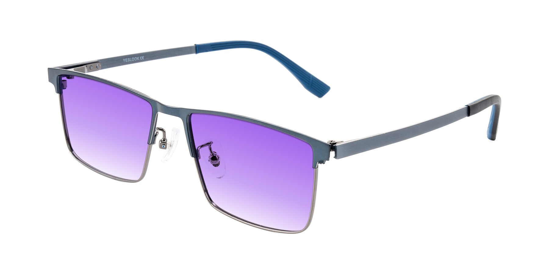 Angle of Leeth in Blue/Gunmetal with Purple Gradient Lenses