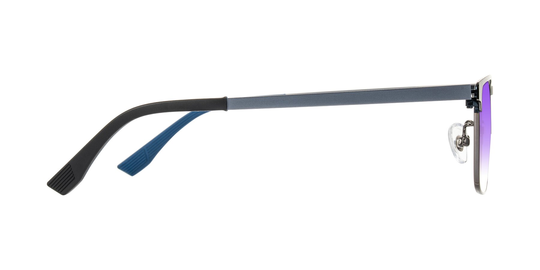 Side of Leeth in Blue/Gunmetal with Purple Gradient Lenses
