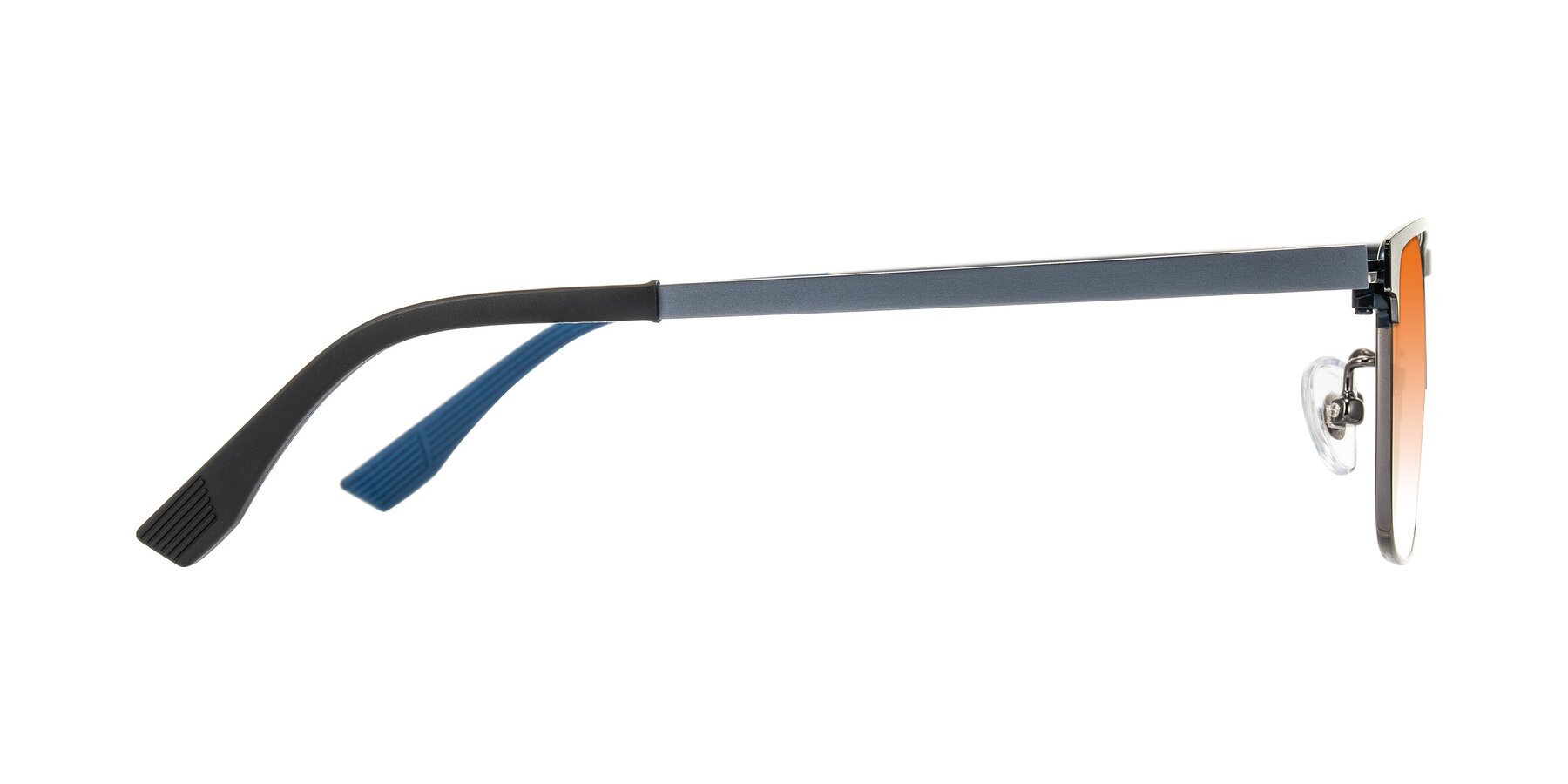Side of Leeth in Blue/Gunmetal with Orange Gradient Lenses
